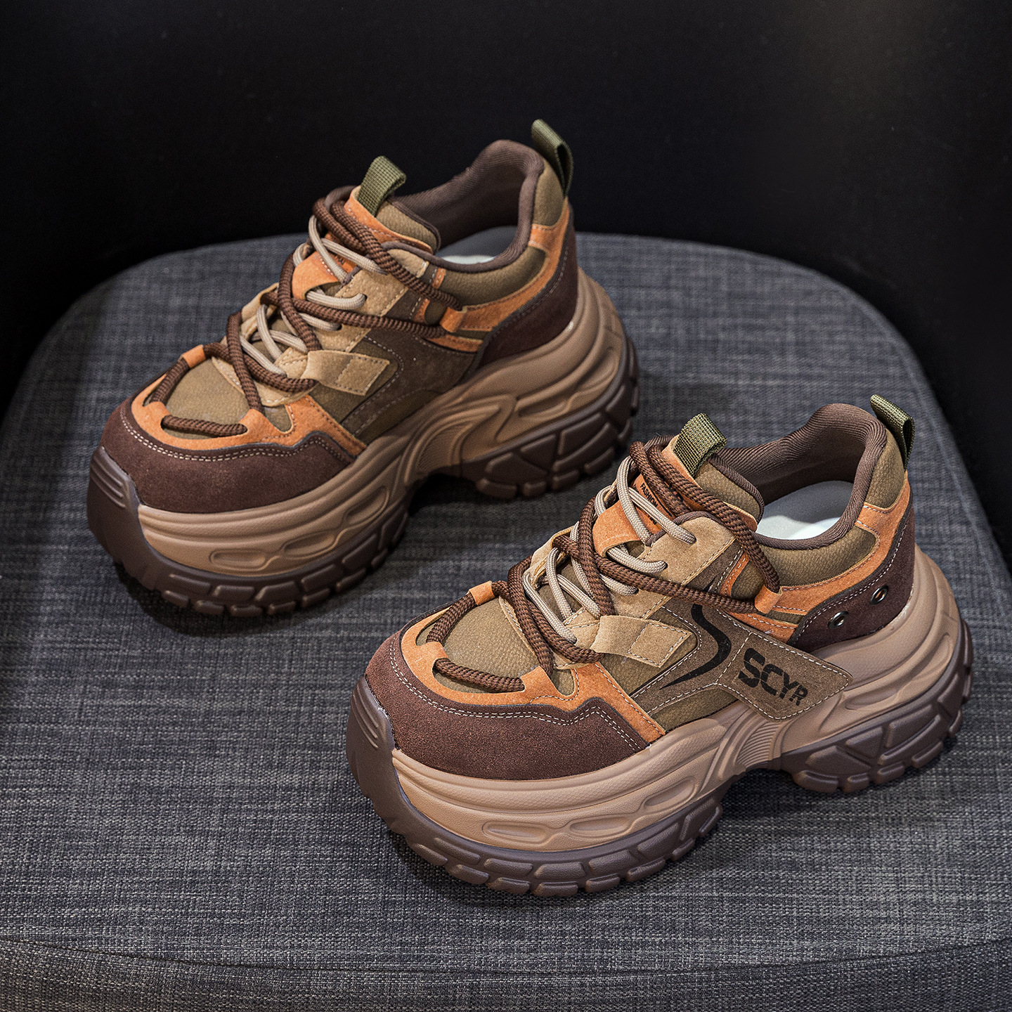 Giày sneaker nữ chunky đế dày phong cách retro, tăng chiều cao, phối màu vintage — Cam 5021, Xanh dương 5021, Tím 5021