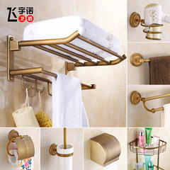 Factory Direct Selling Full Copper European Style Antique Towel Rack and Shelf Bathroom Towel Rack Bathroom Hooks Set