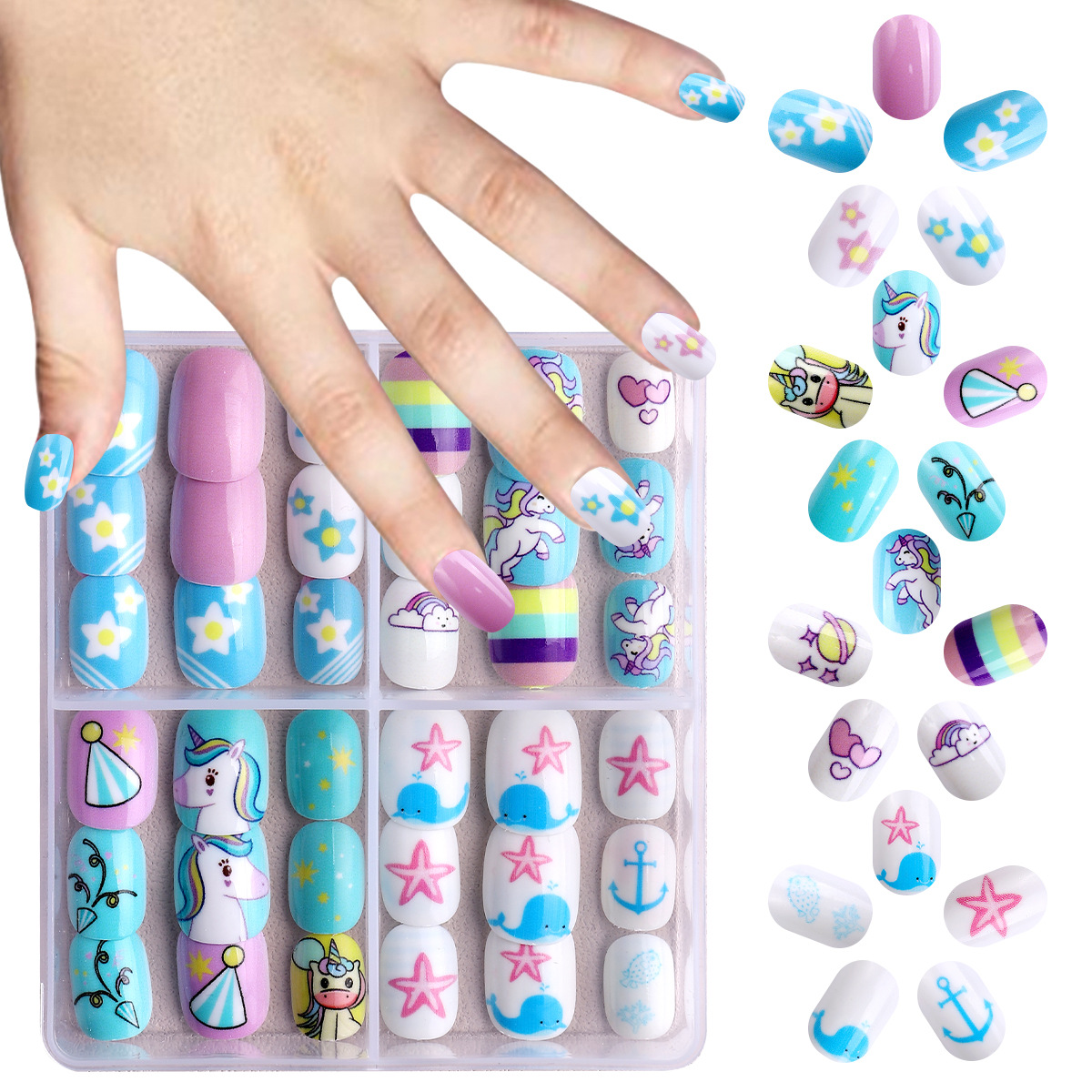 Set de manicura para niñas ZHJP-475 (incluye 3 pegamentos de gelatina gratis + pequeñas limas).