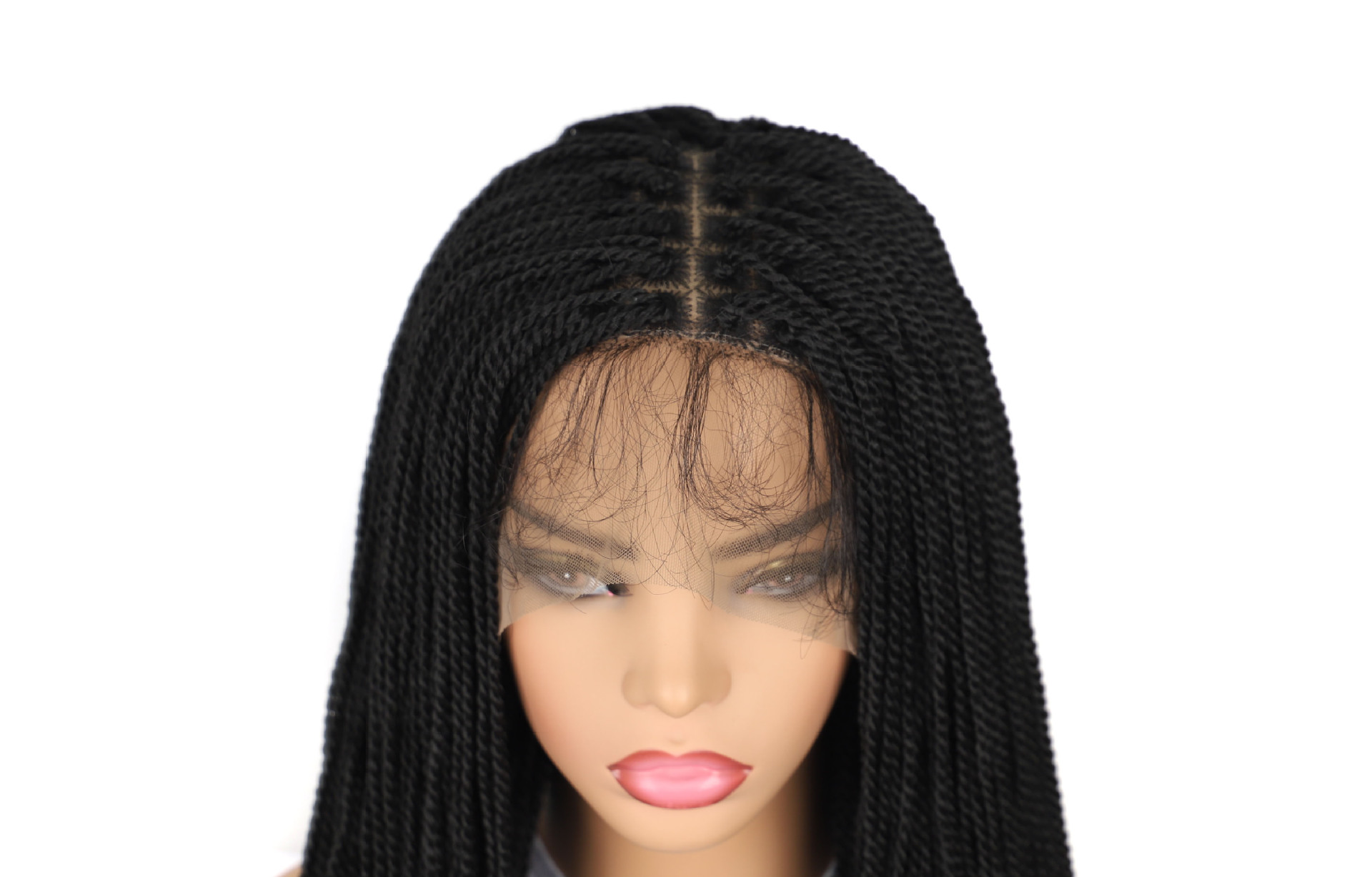 Synthetic wig Chemical fiber front lace double twisted wig for women's dirty braid headband_voghion.com