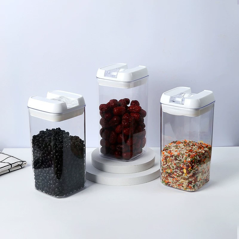 Новая тонкая бытовая герметичная банка, кухонная прозрачная квадратная емкость для хранения, для свежести, закусок, круп и зерна