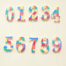 亚马逊新品跨境积木数字0-9生日蜡烛乐高儿童卡通主题蛋糕装饰