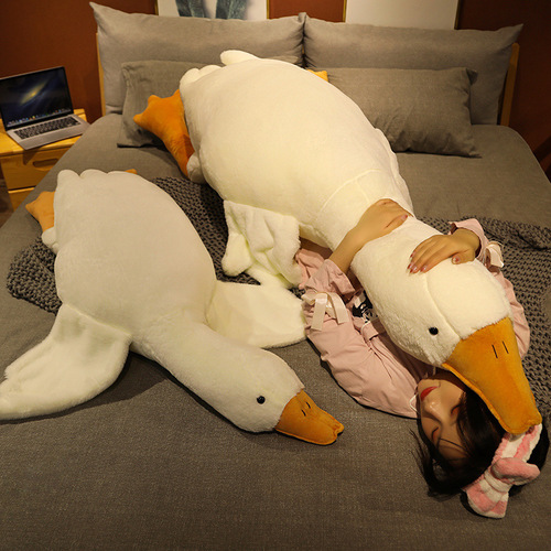 Simulation big white goose doll plush toy animal long pillow child comfort big goose doll to accompany sleeping