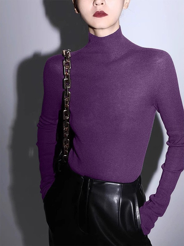 Purple colored knitted elegant short sweater