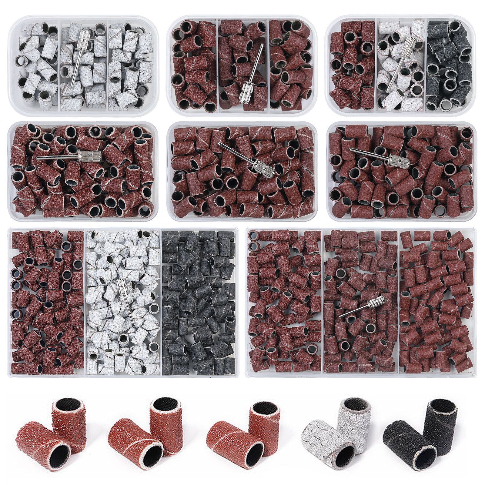 Caja de anillo de arena de uñas de patrón blanco en stock Especial transfronterizo para nuevo cabezal de molienda de anillo de arena avanzada