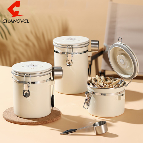 304 stainless steel ventable sealed jar kitchen vacuum storage jar coffee bean sealed jar tea jar fresh-keeping box