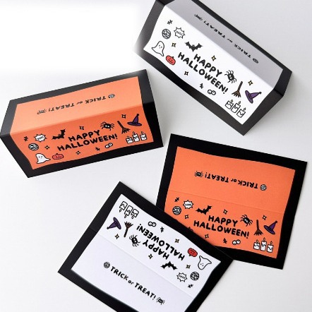 ins风2024年万圣节happy halloween卡通卡头包装标签卡对折卡片