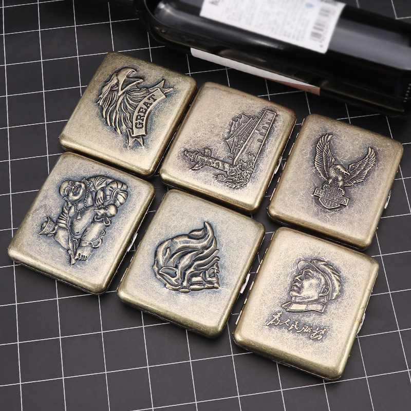 New product hot-selling Guiping metal double-sided cigarette box cigarette accessories wholesale creative fashionable relief 20 pieces cigarette box
