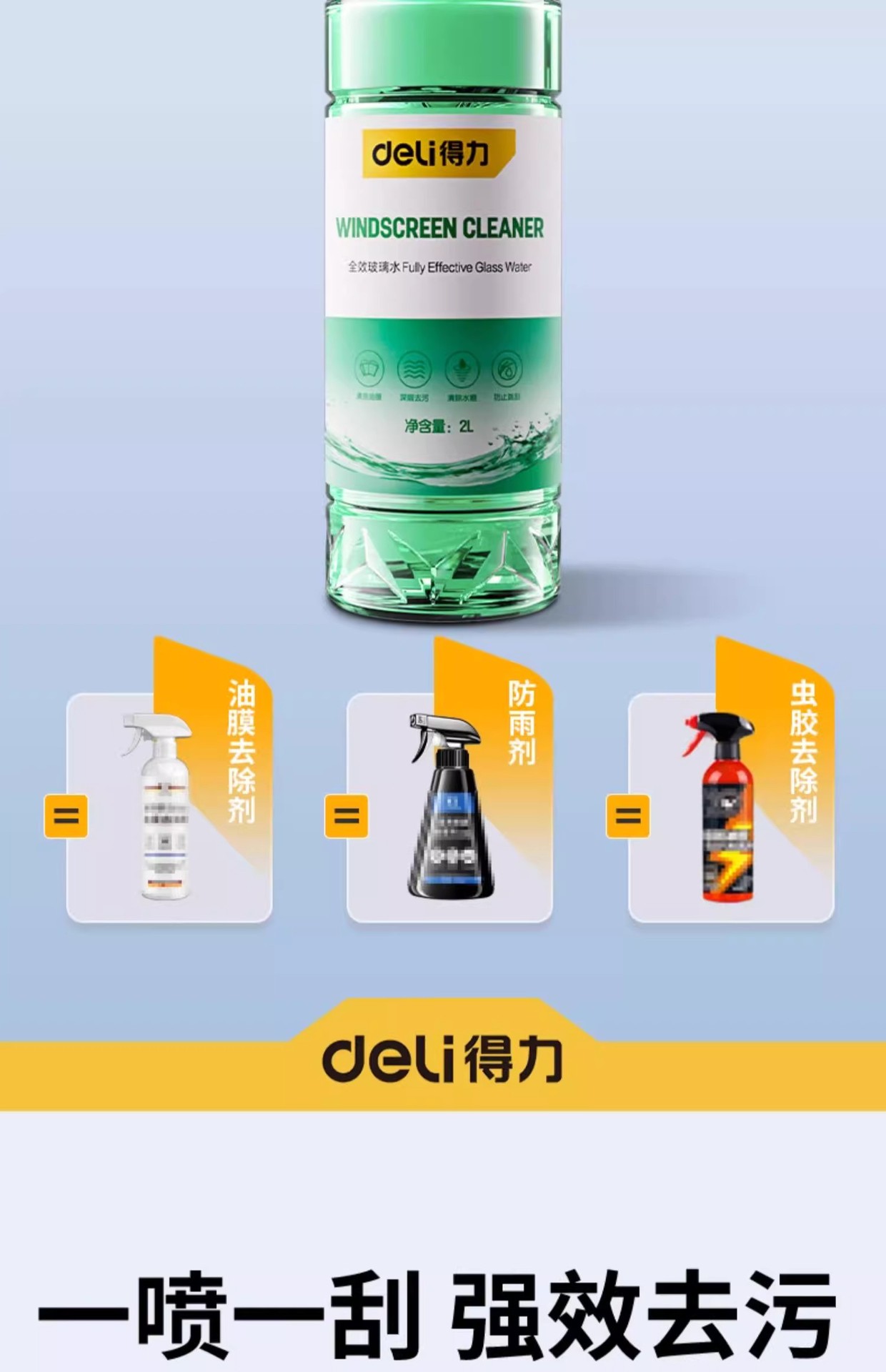 Deli Glass Cleaner for Removing Oil Film, Specifically for Cars in Winter, Effective at Temperatures of -30 to -45 Degrees, Powerful Stain Remover, Anti-Freeze Wiper Fluid