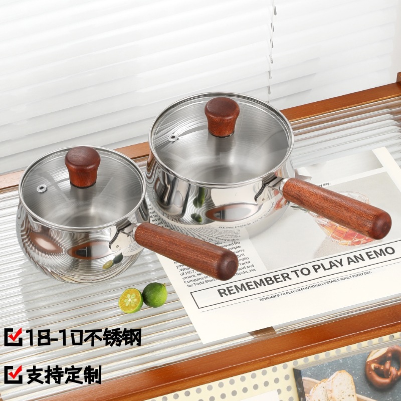 18-10 Stainless Steel Small Milk Pot, Food Supplement Pot, Baby Baby Small Soup Pot, Non-Stick Pot, Small Pot for Cooking Noodles, Uncoated