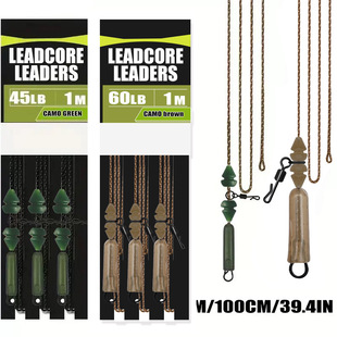 European Carp Fishing Helicopter Rig Leader Line with Lead Bead Stopper, Lead Core Line Fishing Rig 45Lb/60Lb Set Cross-Border Hot Sale