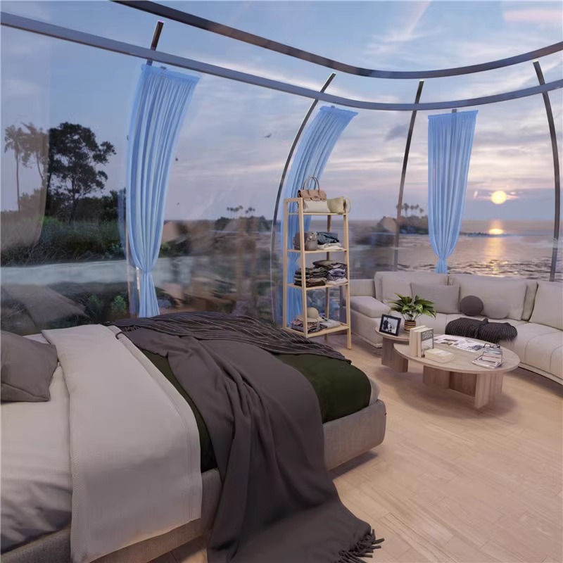 Casa de residencia Crystal House Transparent Scenic Place Mongolian Bag Guangzhou Transparent Space Capsule Fabricante de Casa Integrada