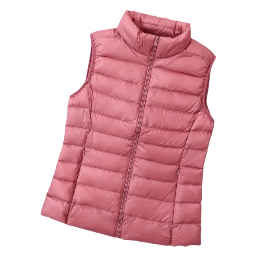 Легкий пуховик, женский короткий приталенный жилет с вертикальным воротником, осенне-зимний Новый пуховик, жилет больших размеров для женщин
