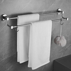 簡約現代全銅毛巾架 毛巾雙杆 雙杆加厚毛巾杆浴室衛生間毛巾架