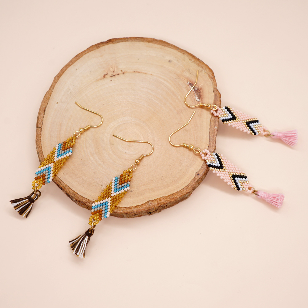 1 Pair Retro Geometric Beaded Plating Womenu0027S Drop Earrings