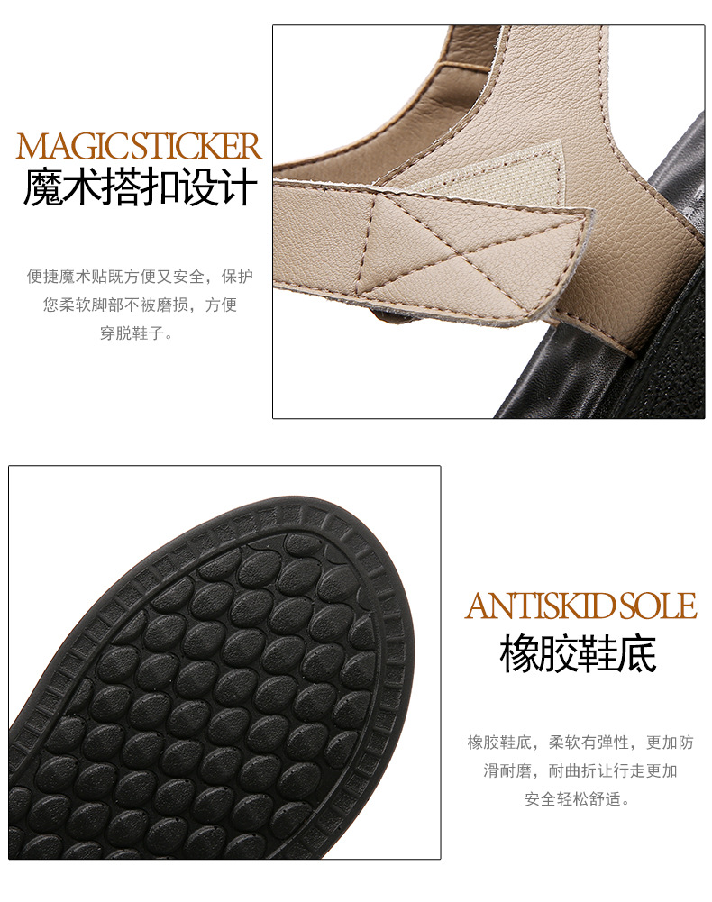 Sandal nữ da bò thật đế bệt mềm êm chân cho người trung niên — màu đen chi tiết 5