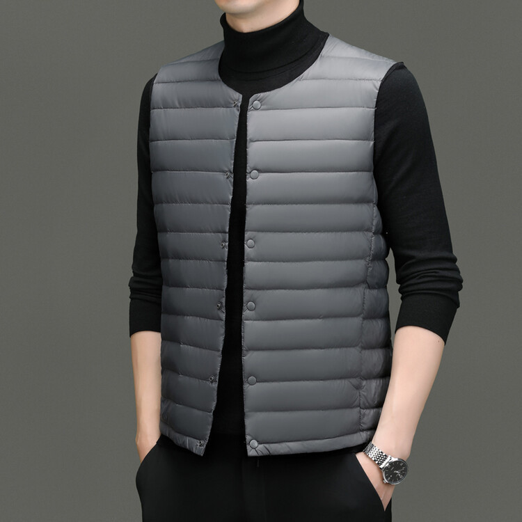 Inner Lightweight Down Jacket Men's Short Autumn and Winter Young and Middle-aged Vest Ultra-thin Lightweight Cold-proof Warm White Duck Down Jacket