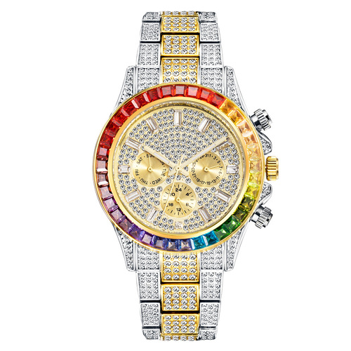 MISSFOX watch European and American big-name fashion high-end Daytona hip-hop starry diamond British men's watch