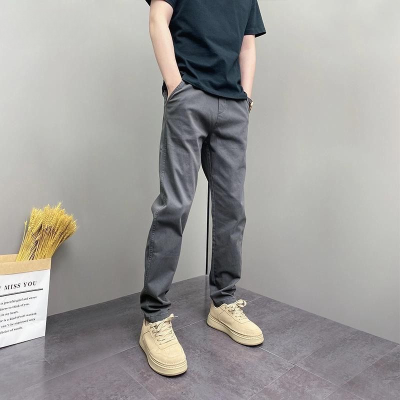 弯刀裤男美式休闲工装裤潮直筒修身阔腿裤痞帅春季新款纯色哈伦裤|undefined