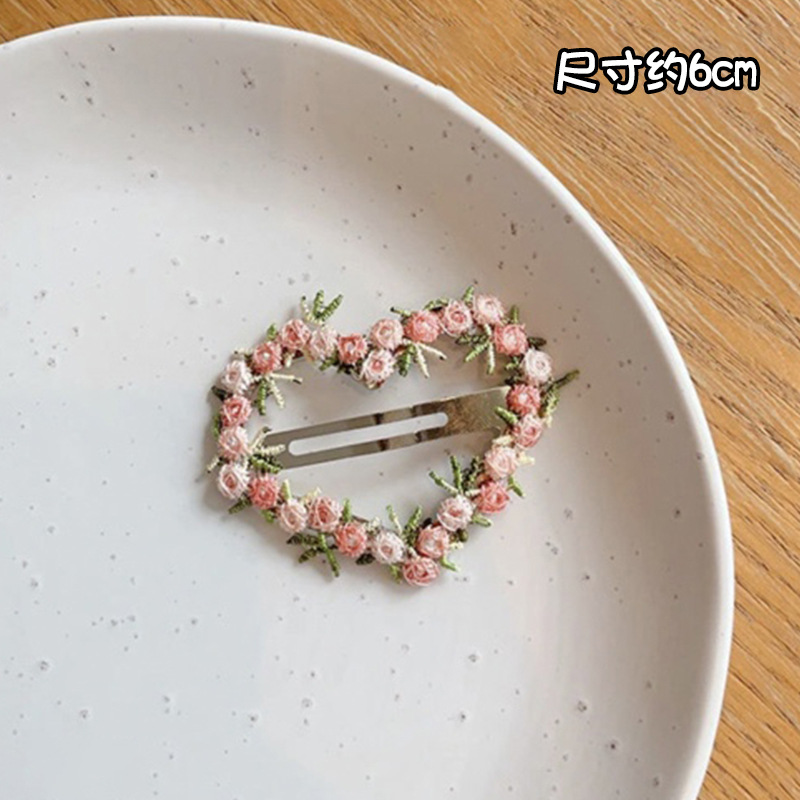 Nuevo dulce color flor triturada pinza de cabello para niños cejas laterales trituradas acabado pinza de cabello detrás de la cabeza fija adornamiento de cabello para mujeres