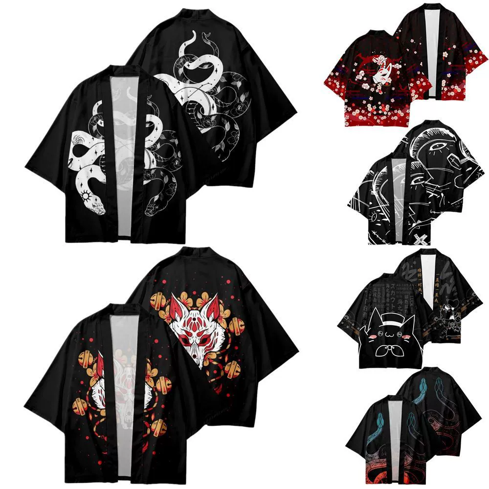 Фабрика источника национального стиля кимоно Чжуншань костюм с элементами граффити кардиган летнее перо плетение плащ домашняя пижама