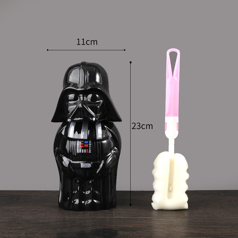 Tendencia creativa transfronteriza taza de gran capacidad con cubierta con cuchara taza de cerámica Star Wars taza de agua