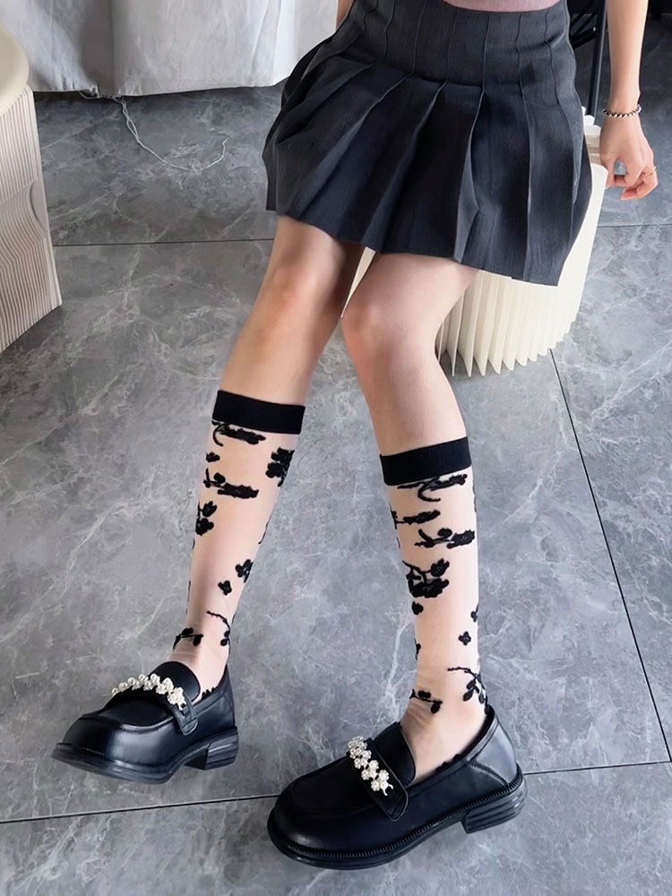 Women's Gender A Pair Modern Style Women's Flower Polyester Cotton Polyester Crew Socks