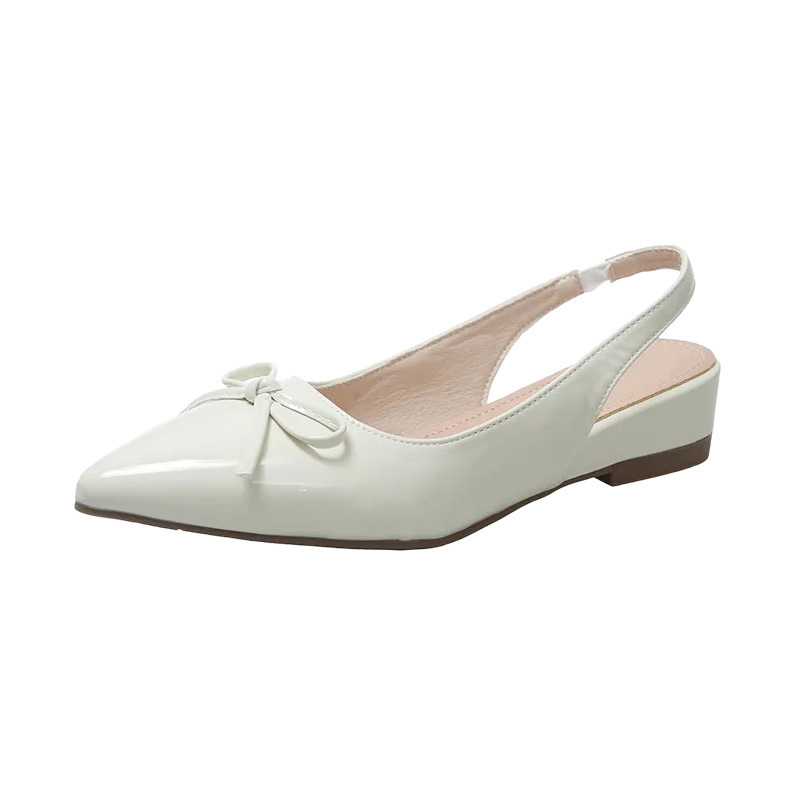 Cuero suave estilo francés arco de punta plana zapatos de una sola mujer de verano exterior temperamento una palabra con sandalias vacías traseras