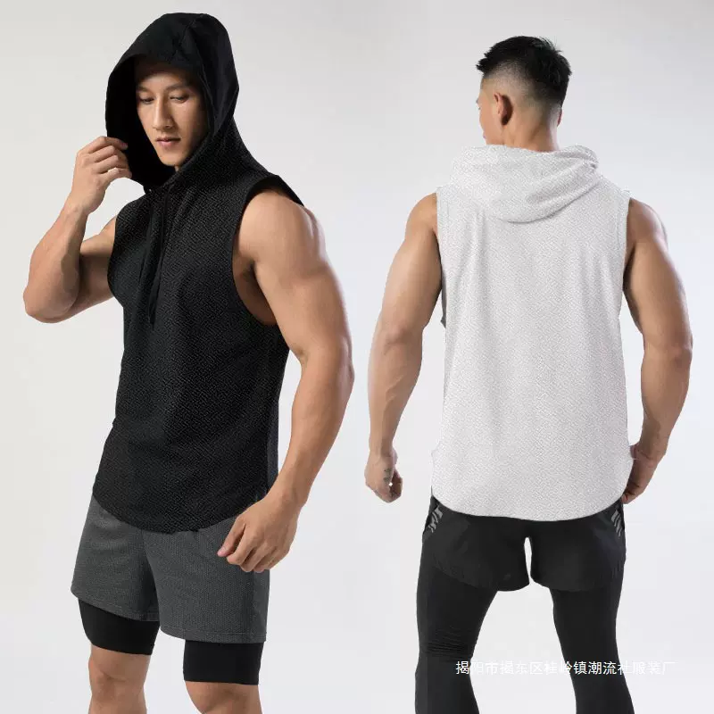 连帽背心男士运动夏季卫衣篮球衣坎肩背心薄款无袖上衣大码打底衫