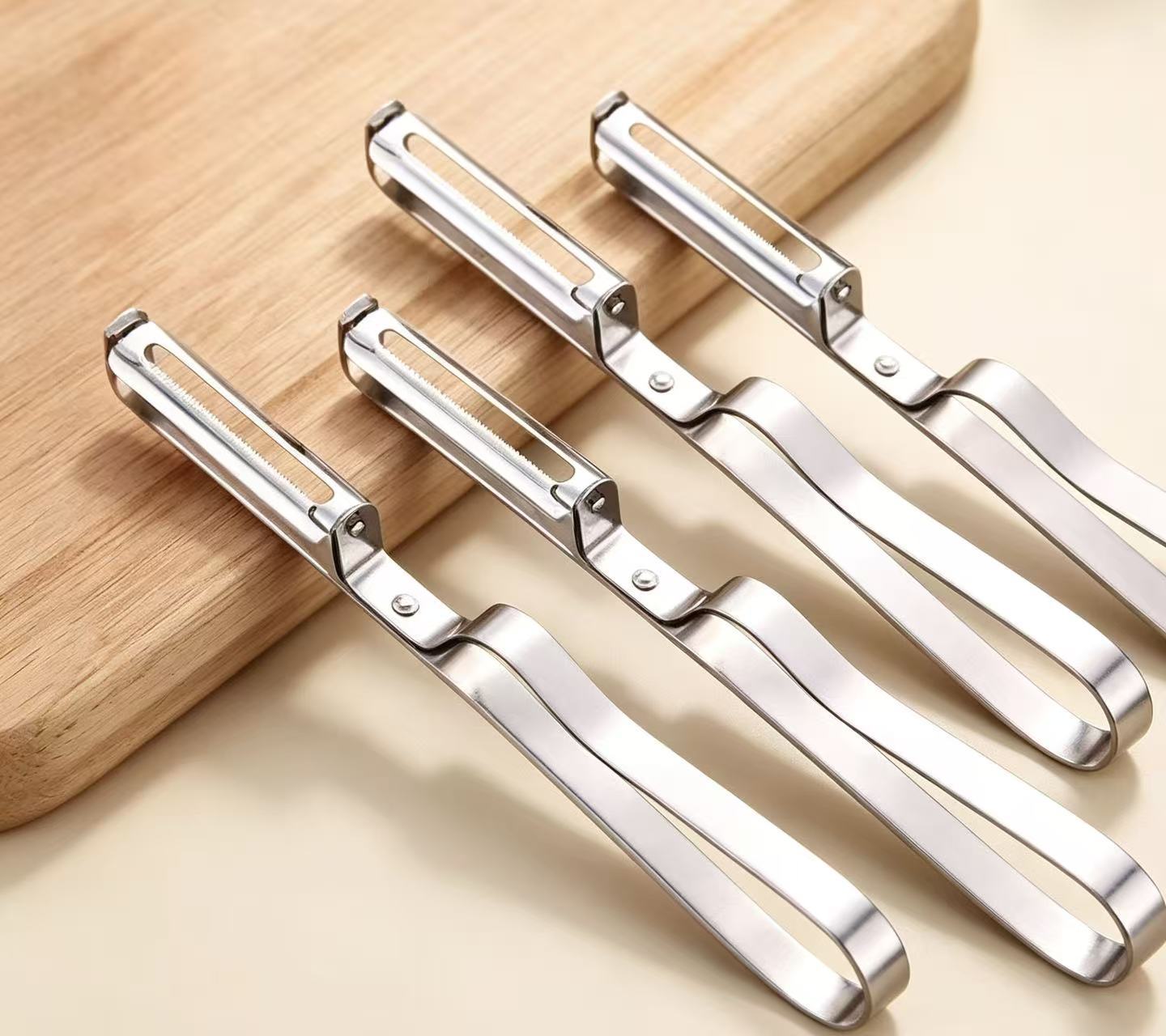 Cuchillo de pelado de acero inoxidable con tres juegos de herramientas de cocina, planeador multifuncional, frutas, patatas, melón, planeador de piel, artefacto de pelado