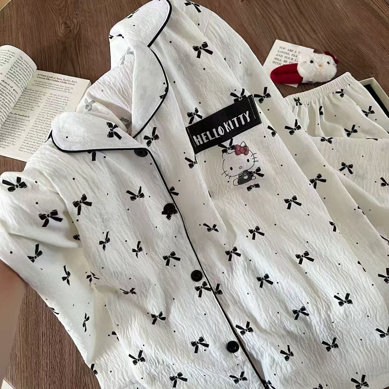 Transfronterizo al por mayor lindos rayas amarillas osos impresión pijamas de primavera y otoño nuevos pantalones de mangas largas set de ropa para el hogar