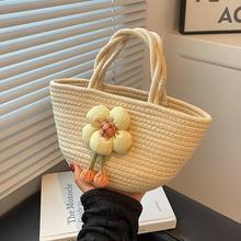 跨境实体批发包包新款女韩系夏季手提女包小众设计休闲编织包棉绳