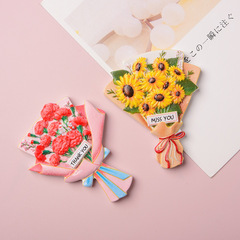 Bouquet Resin Refrigerator Magnet Creative Family Gift Decoration Magnetic Sticker Three-dimensional Fresh Little Cute Refrigerator Magnet