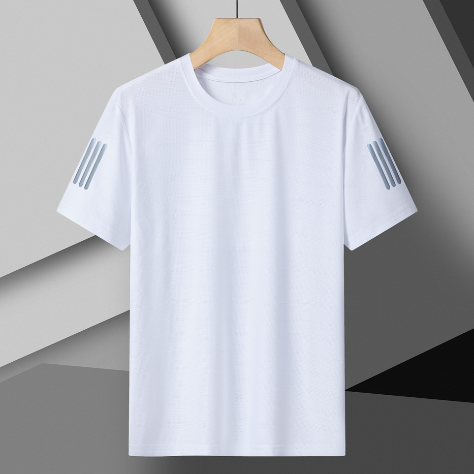 Ropa de secado rápido para hombres de manga corta de seda de hielo de verano extra grande, deportes y ocio, ropa de secado rápido para exteriores de gran tamaño transpirable, media manga para hombres image 7