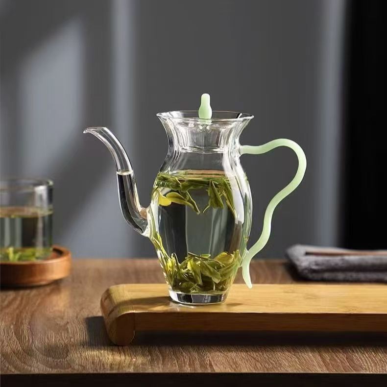 High Borosilicate Glass Teapot, New Chinese Style Heat-Resistant Green Tea Pot, Cold Brew Tea Set, Song-Style Teapot for Home Use