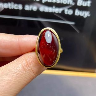 Blood amber bracelet ring red amber wide version ring bracelet simple women's Polish European design