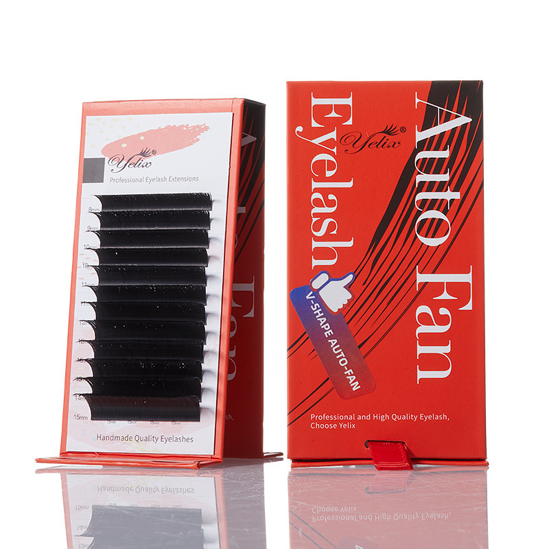 Las pestañas de fábrica florecen, pestañas de injerto de cabello redondo, pestañas falsas, pestañas naturales no dispersas, pestañas de iris densas en forma de V.