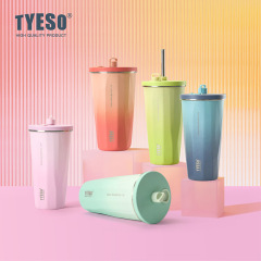 tyeso 新しい Taishuo コーヒーカップ魔法瓶カップ菱形ストローカップ女の子のための高価値大容量カーカップ