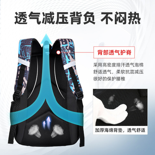 Leisure backpack for primary and secondary school students, lightweight, breathable, waterproof, large capacity, unisex commuting double shoulder bag for travel, wholesale