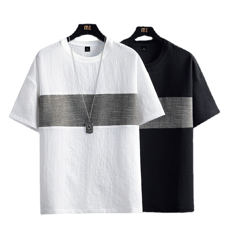 Camiseta de manga corta para hombre 2022 verano nuevo cuello redondo de media manga estilo coreano slim fit más tamaño camiseta juvenil camisa de fondo