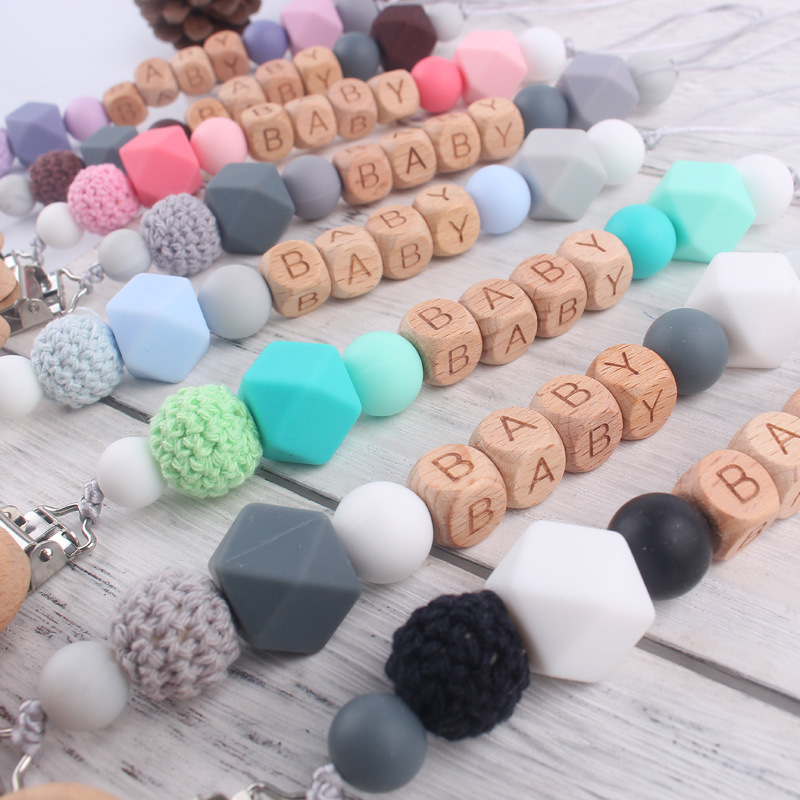 Bebé suministros de dibujos animados animal Haya chupete clip calmante bebé mordedura de silicona molar pezón cadena anti-caída