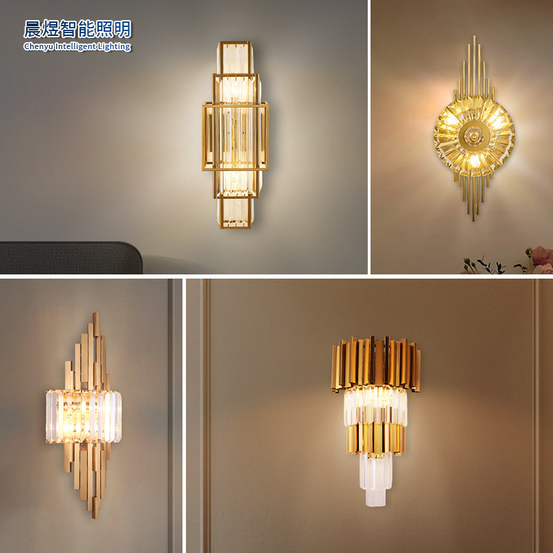 Wall Lamp for Living Room Tv Background Wall Crystal Bedside Corridor Hotel Staircase Lighting Wall-Mounted Light Luxury Wall Lamp for Living Room Tv Background Wall Crystal Bedside Corridor Hotel Staircase Lighting Wall-Mounted Light Luxury
