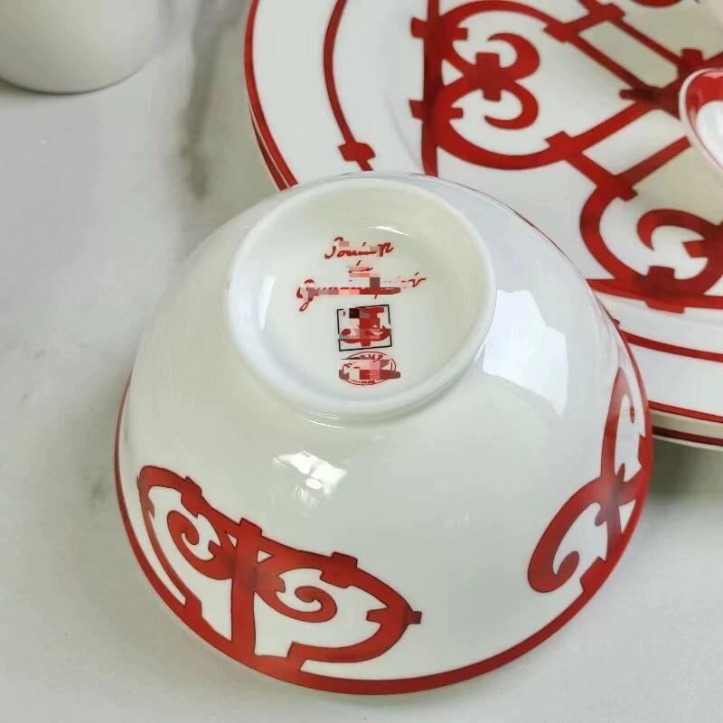 Red tableware, ceramic gift box, set, dinner plate, European style