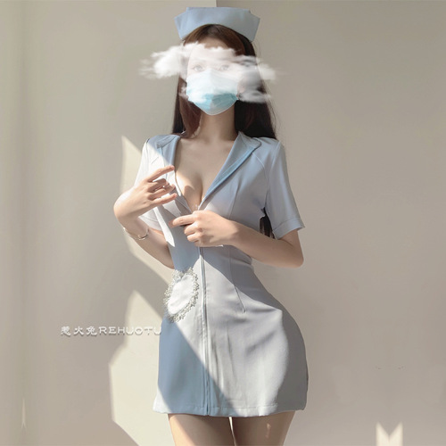 Hot Rabbit New Sexy Lingerie Sexy V-neck Passionate Hot Short Skirt Nurse Uniform Temptation Suit Cosplay