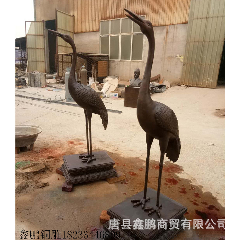 户外铸铜仙鹤雕塑纯铜故宫仙鹤龟鹤蜡台鹤登龟公园水景动物摆件