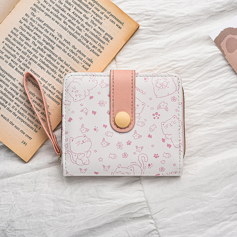 [Cat Little Tail] YADAS かわいいレディースカードホルダーファッションバックル PU ショート 70% off 小銭入れ財布|undefined