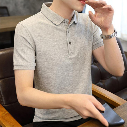 Men's Summer Short Sleeve T-Shirt Business High-end Luxurious Breathable Solid Color Thin Collared POLO Shirt Trendy
