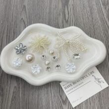 芭蕾鞋配饰珍珠蝴蝶结波点布花玻璃钻高级感洞洞鞋鞋花饰品爆款