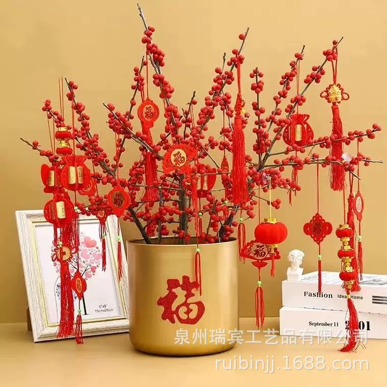 蝴蝶兰金色金属花盆银柳冬青年宵花福桶插花摆件开业聚宝盆花器