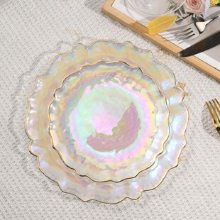 Nordic-style multicolor glass petal bowl fruit dessert salad bowl dish tableware suit net red petal dish suit
